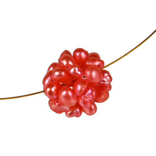 Perlenball, Perlenkugel, Ã˜14mm, Süßwasserperlen, rot
